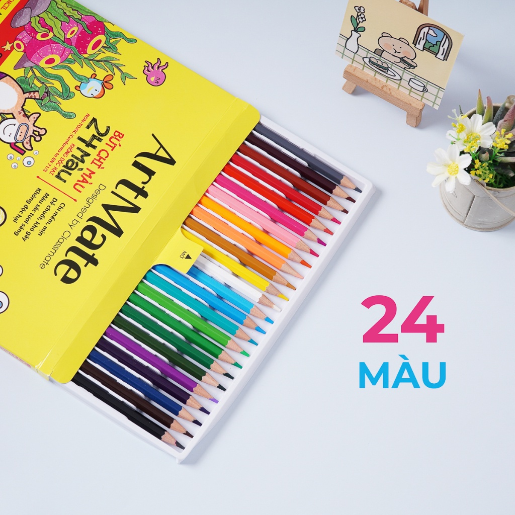 Bút Chì Màu 12,18,24 Màu Nét Bút Mịn Màu Sắc Tươi Sáng, Chì Không Dễ Gãy, Dùng Tô Màu, Vẽ Tranh, Phác Thảo CL101/102/103