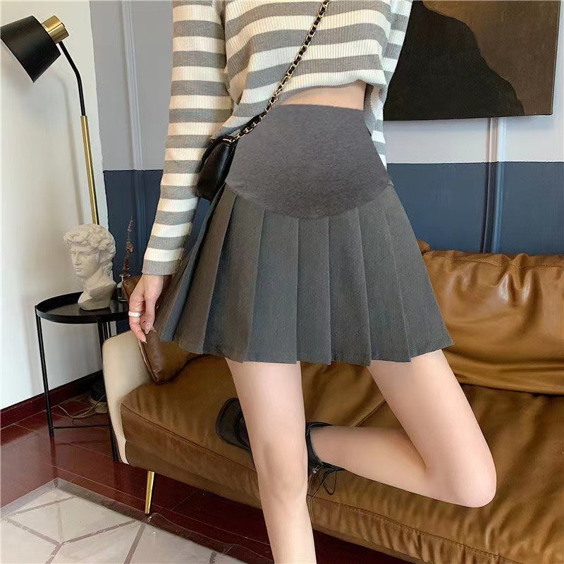 Chân Váy Chữ A Xếp Ly Nâng Bụng Thời Trang Xuân Hè Phong Cách Mới Cho Mẹ Bầu