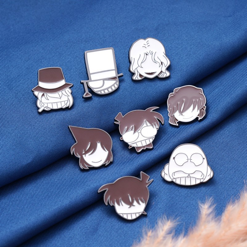 HK1 Thám Tử Lừng Danh Conan Men Trâm Huy Hiệu Anime Dễ Thương Ve Áo Chân Ran Kaito Kiddo Trang Sức Phụ Kiện Quà Tặng