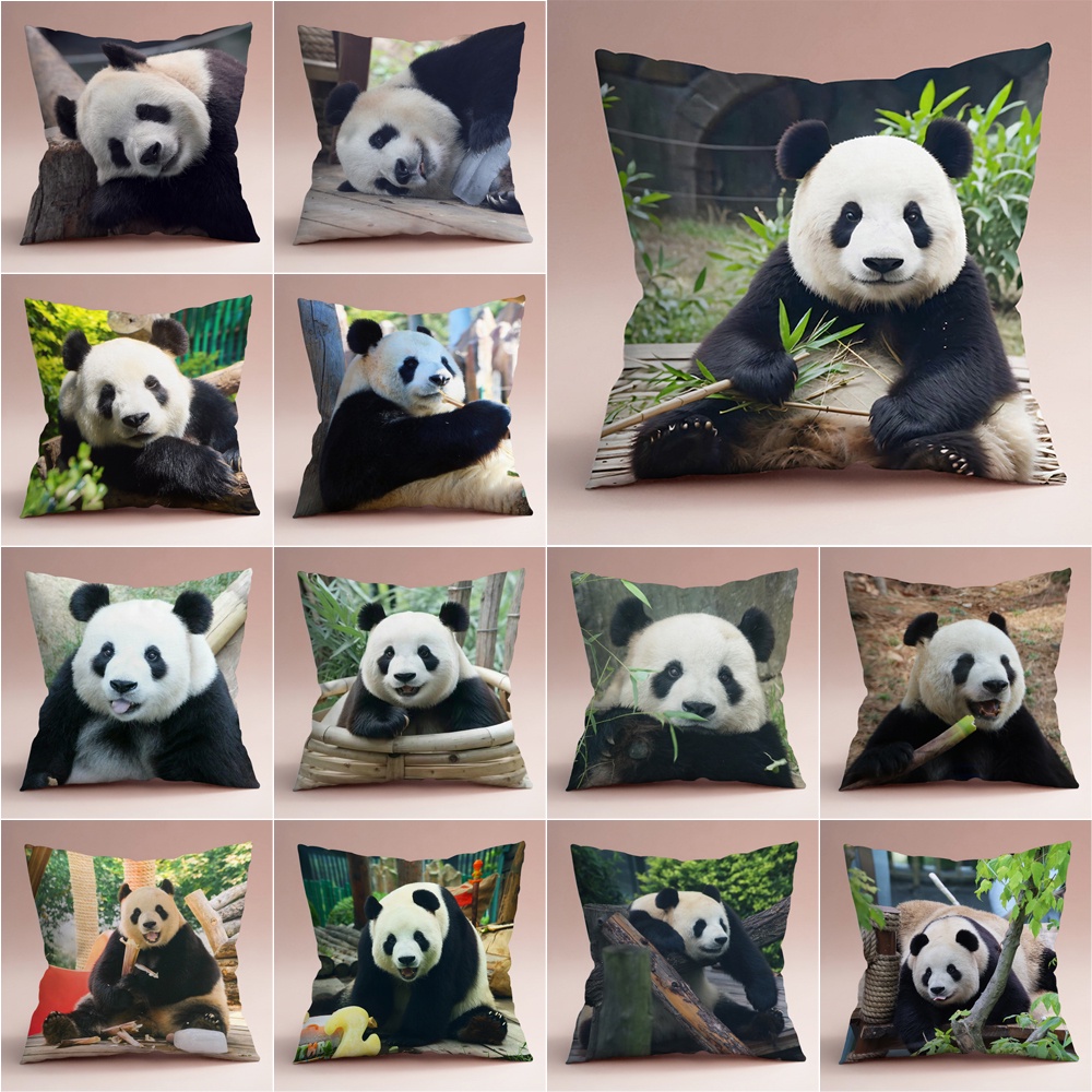 Vỏ Gối Đơn In Hình Gấu Trúc Feiyun Trang Trí Phòng Khách / Sofa / Xe Hơi