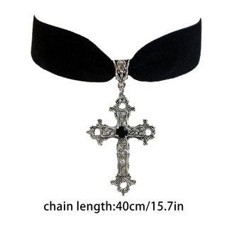 Kra Hợp Kim Chữ Thập Mặt Dây Chuyền Choker Halloween Thánh Giá Mặt Dây Chuyền Vòng Cổ Độc Đáo Nhung Đen Dây Xích Đảng Sinh Nhật Xương Đòn Ch