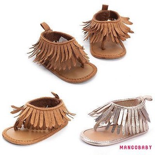 Mgg-Xăng đan Mùa Hè Cho Bé Gái Frist Walker Trẻ Em Đế Mềm Có Tua Rua Trang Trí