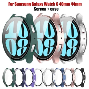 Kính cường lực + Vỏ PC cho Samsung Galaxy Watch 6 44mm 40mm Khung rỗng Ốp lưng bảo vệ Galaxy Watch6 Phụ kiện