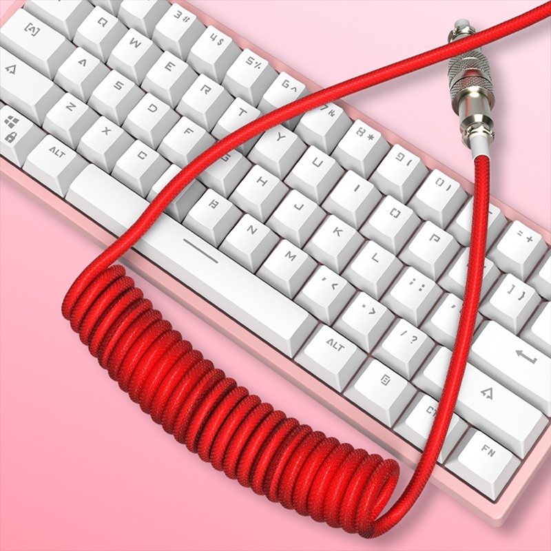 Mô tả Tùy chỉnh một lớp PET cơ khí bàn phím cuộn USB để loại C Mini Mini xoắn ốc cáp đầy màu sắc GX12 Aeroscoket - 5