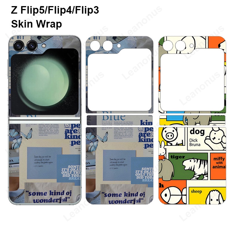 Dễ thương samsung galaxy z flip 5 4 3 decal da đầy màu sắc mặt sau bảo ...