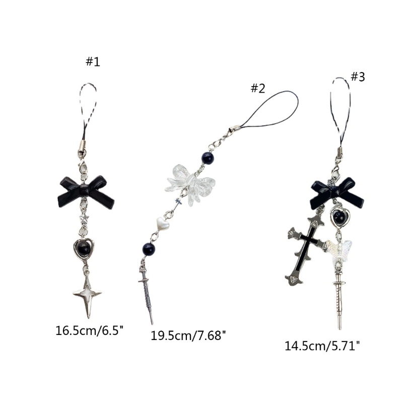 Ppy Móc Khóa Cho Túi Điện Thoại Dễ Thương Cross-Bow Charm Nữ Dây Đeo Dây Đính Hạt Dây Xích