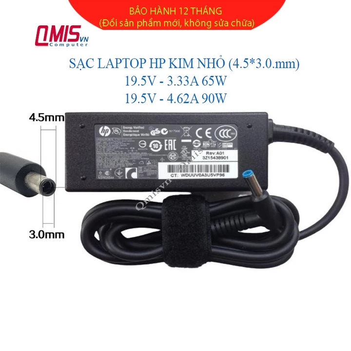 Sạc laptop HP (Kim nhỏ) Elitebook 820 G3, 840 G3, 850 G3, 745 G4, HP Stream 11 13 14 15, HP 15-BS 15-BS000, 15-BS578TU