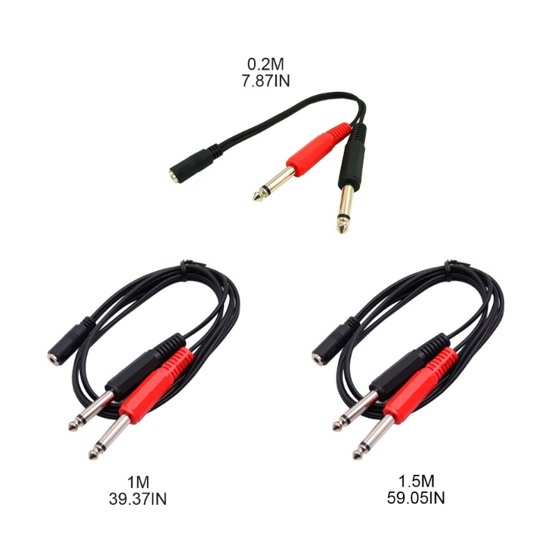 Cáp HSV 3 5mm đến 2x6 35mm Cáp Chia 2 Mono 6 5 Jack đến 3 5 Nam Cho Điện Thoại Trộn Khuếch Đại Loa 6 35mm