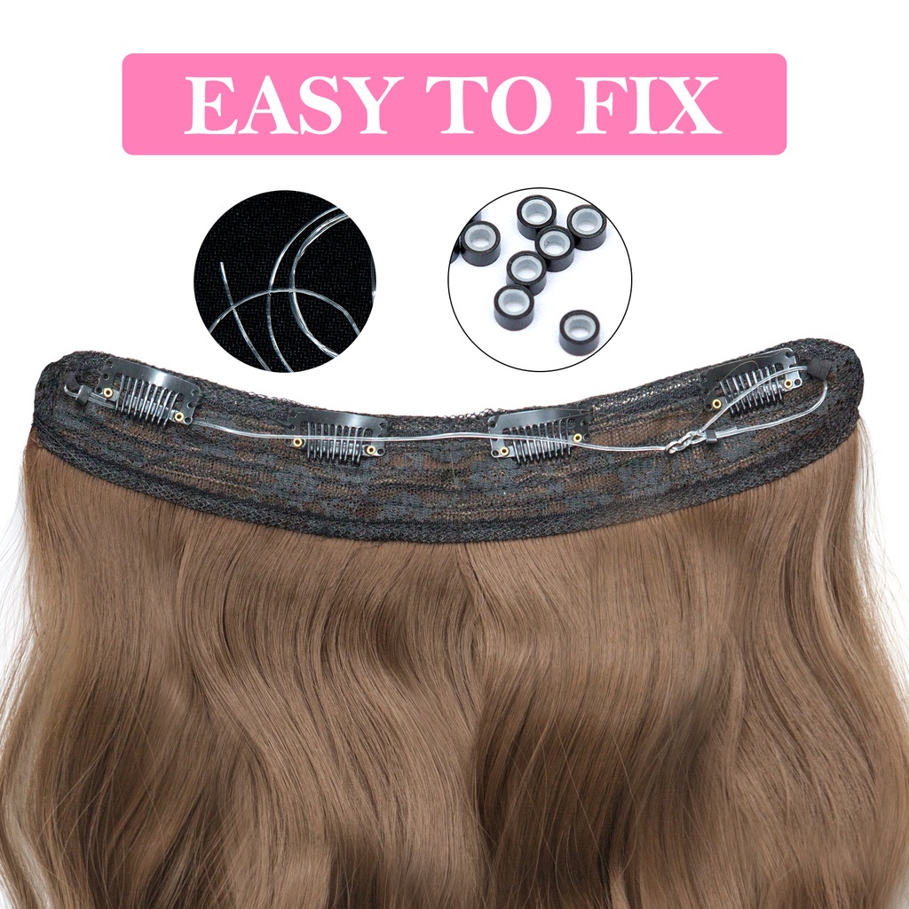 Dây không có kẹp trong phần mở rộng tóc Secret Fish Line Hair Piece Straight Curly Hair Extension cho phụ nữ