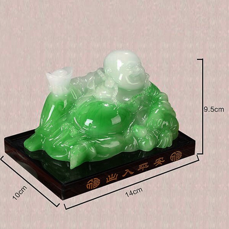 Set Tượng Phật Di Lặc Xanh Ngọc Kèm Chuỗi Hạt Và Nước Hoa Trang Trí Taplo Ô Tô - Để Bàn Làm Việc Bình An