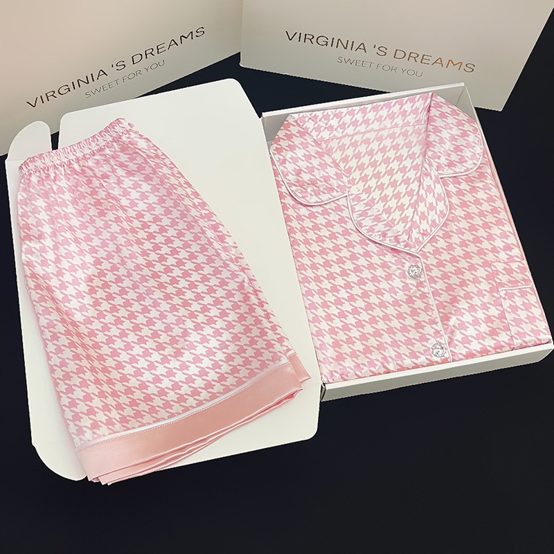 Váy Ngủ	Pyjama Bộ Đồ Ngủ Vải Lụa Lạnh Mỏng Tay Ngắn Màu Trơn Thời Trang Mùa Hè Cho Nữ [luyoo32]