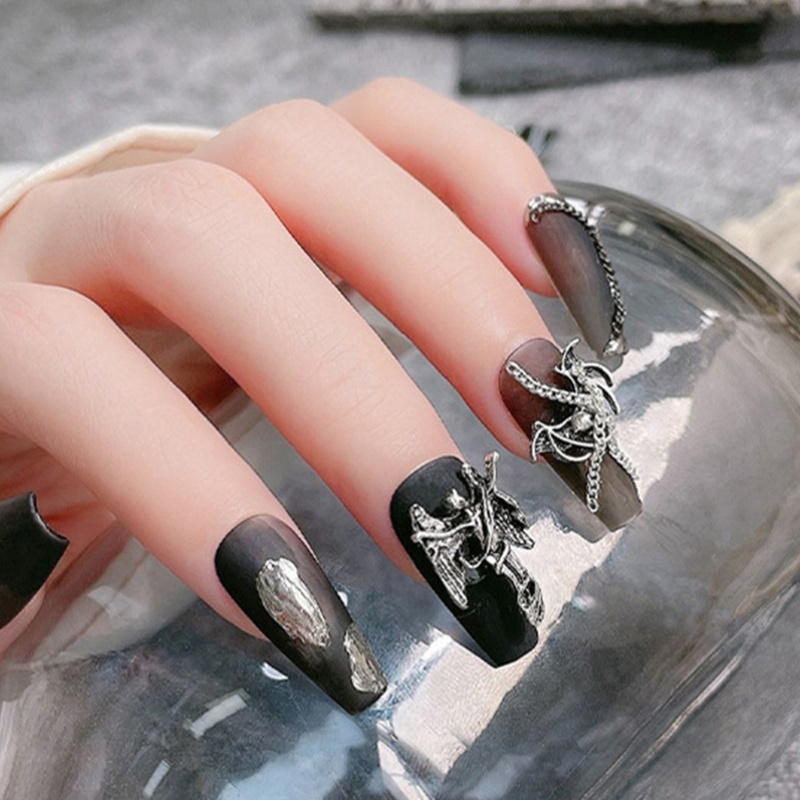 Punk Skeleton Nail Art Charms Skull Tips Decoration Rhinestones Nail Accessory
