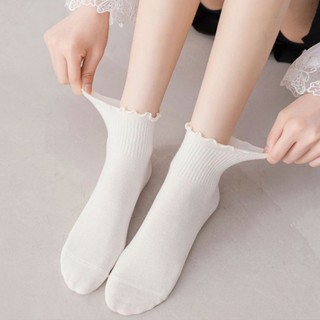 Vớ Cotton Cổ Trung Màu Trơn Thấm Hút Mồ Hôi Thoáng Khí Chống Ma Sát Phong Cách Nhật Bản Dễ Thương Cho Nữ