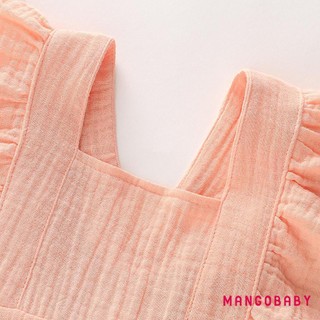 Mgg-baby Bé Gái Không Tay Ruffle Romper Backless Màu Trơn Áo liền quần Quần Áo Một Mảnh Mùa Hè Dễ Thương
