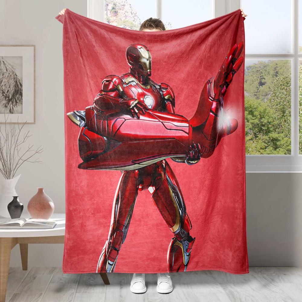 Chăn flannel Điều Hòa Không Khí In Hình iron man Một Mặt Làm Quà Tặng Tốt Nhất Cho Mọi Người