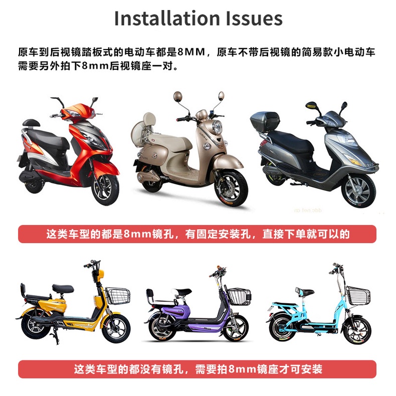 1 Cặp Gương Chiếu Hậu Phản Quang Dành Cho Xe Đạp / Xe Máy Điện
