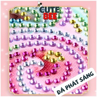 Tranh đính đá 5D kèm khung kiểu mới size 30x22 cm - Họa tiết công chúa biển cả CUTE BEE để làm quà tặng, treo trang trí