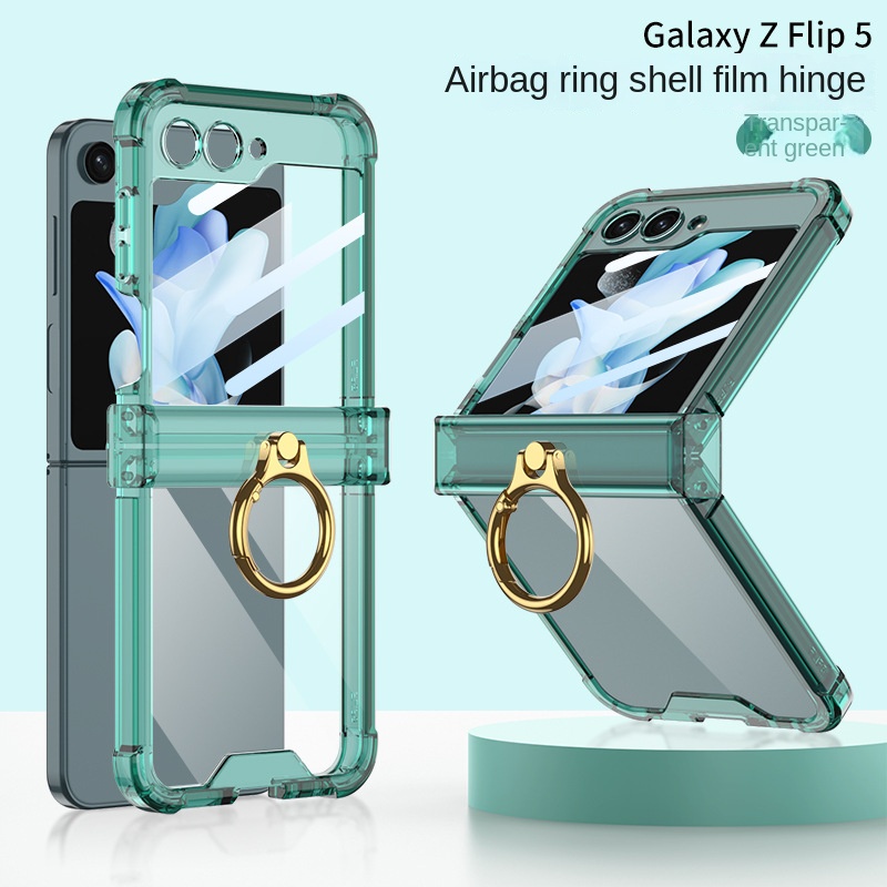 Ốp điện thoại vòng trục quay mạ điện cho Samsung Galaxy Z Flip 5 4 6 5G Flip5 Flip4 Flip6 5G Vỏ trong suốt chống sốc