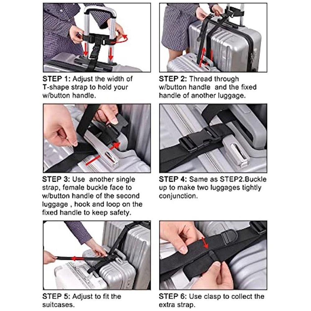 Dây đóng gói hành lý WOODNEST, Dây buộc dây có thể điều chỉnh, Kết nối ba hành lý của bạn với nhau Đai hành lý chống thất lạc Phụ kiện du lịch