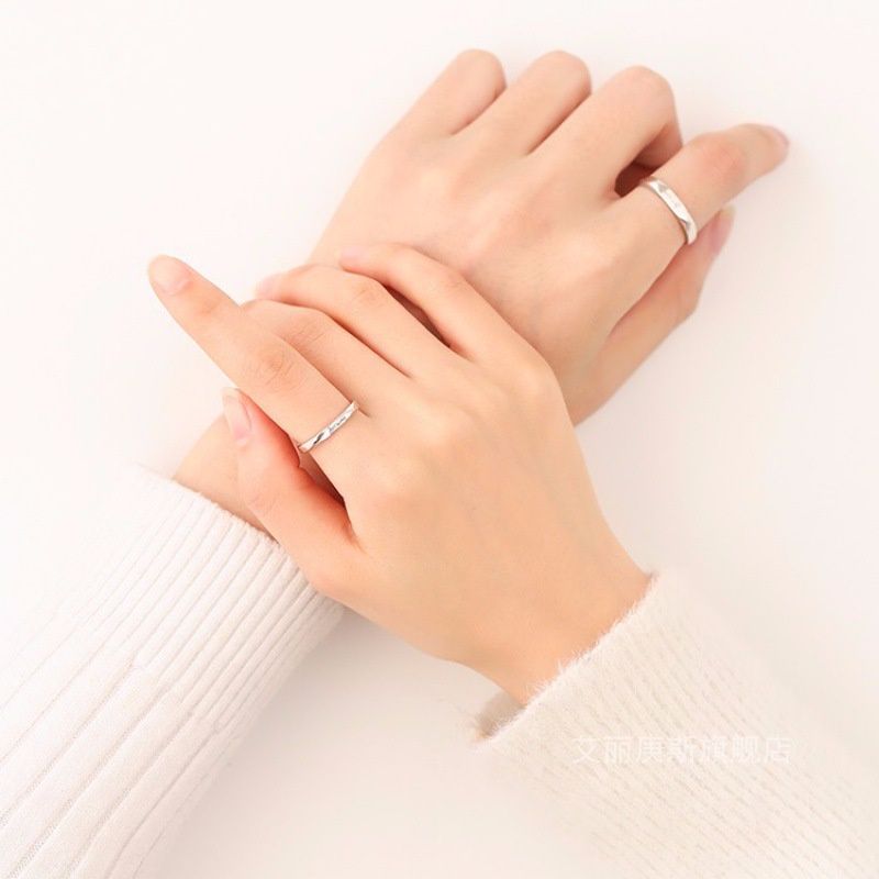 Nhẫn Mạ Bạc 925 Khắc Chữ Tiếng Anh i love you Cho Cặp Đôi