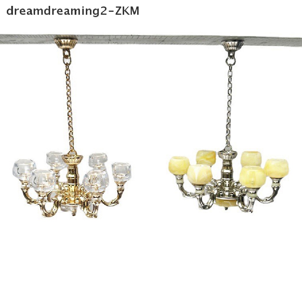 [dreamdreaming] 1: 12 Nhà búp bê Đèn chùm thu nhỏ Đèn trần làm việc Đèn nội thất Mô hình Trang trí Phụ kiện nhà búp bê [zkm]