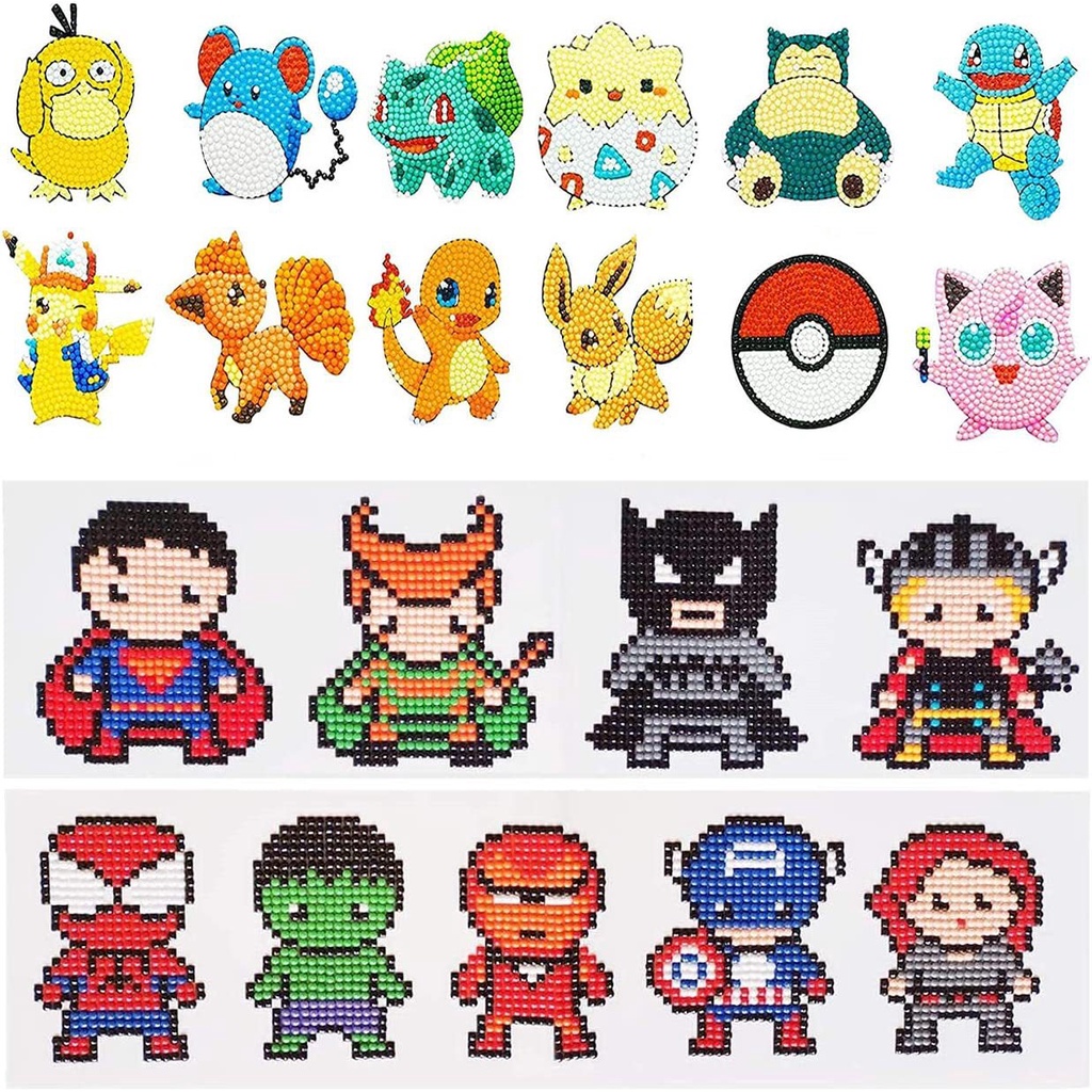 HK1 Pokemon Pikachu Squirtle DIY 5D Hạt Sơn handmade Hoạt Hình Tranh Gắn Đá Bộ Miếng Dán Cho Trẻ Em Giáo Dục KH1