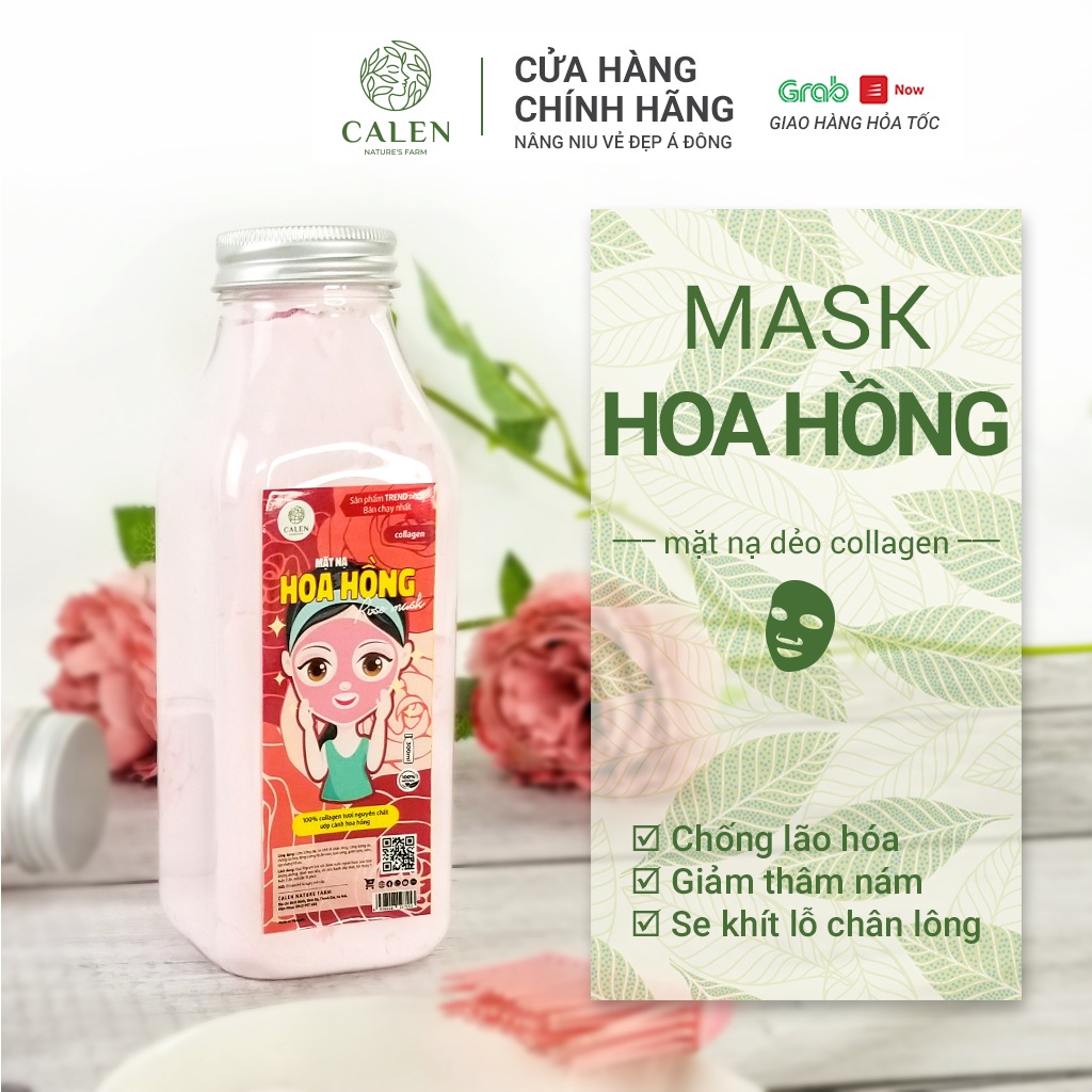 Mặt nạ dẻo collagen Hoa Hồng Calen dưỡng da trắng hồng,làm giảm quá trình lão hóa và mềm mịn da hũ 200gr