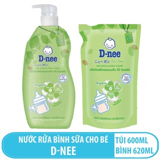 Chính Hãng -( Dạng chai và túi) Nước rửa bình/ xúc bình sữa Dnee Thái Lan 600ml/ 620ml/400ml mẫu mới