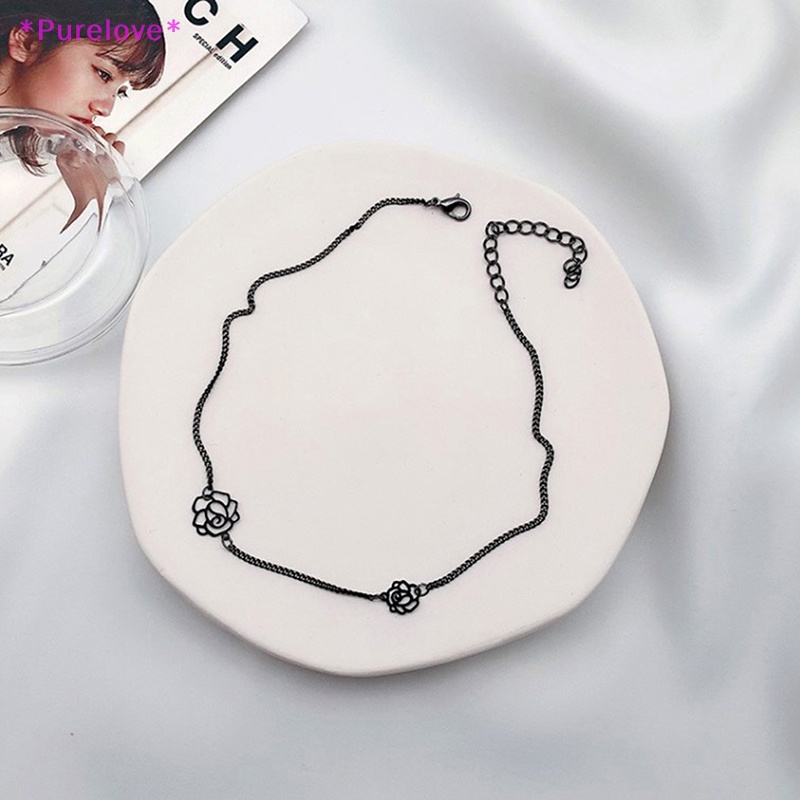 Vòng Cổ Choker Hoa Hồng Đen Phong Cách Gothic Hàn Quốc Thời Trang Mới