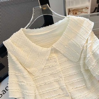 Áo Sơ Mi Chiffon Tay Ngắn Phồng Phong Cách Pháp Thời Trang Mùa Hè Cho Nữ