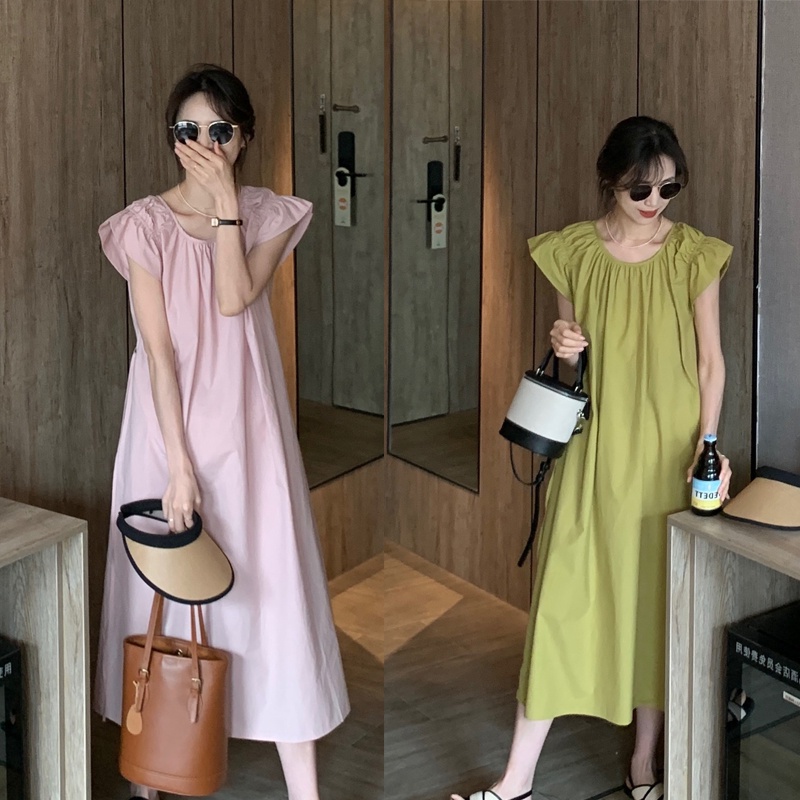Đầm Bầu Không Tay Dáng Rộng Màu Sắc Đơn Giản Dễ Phối Đồ