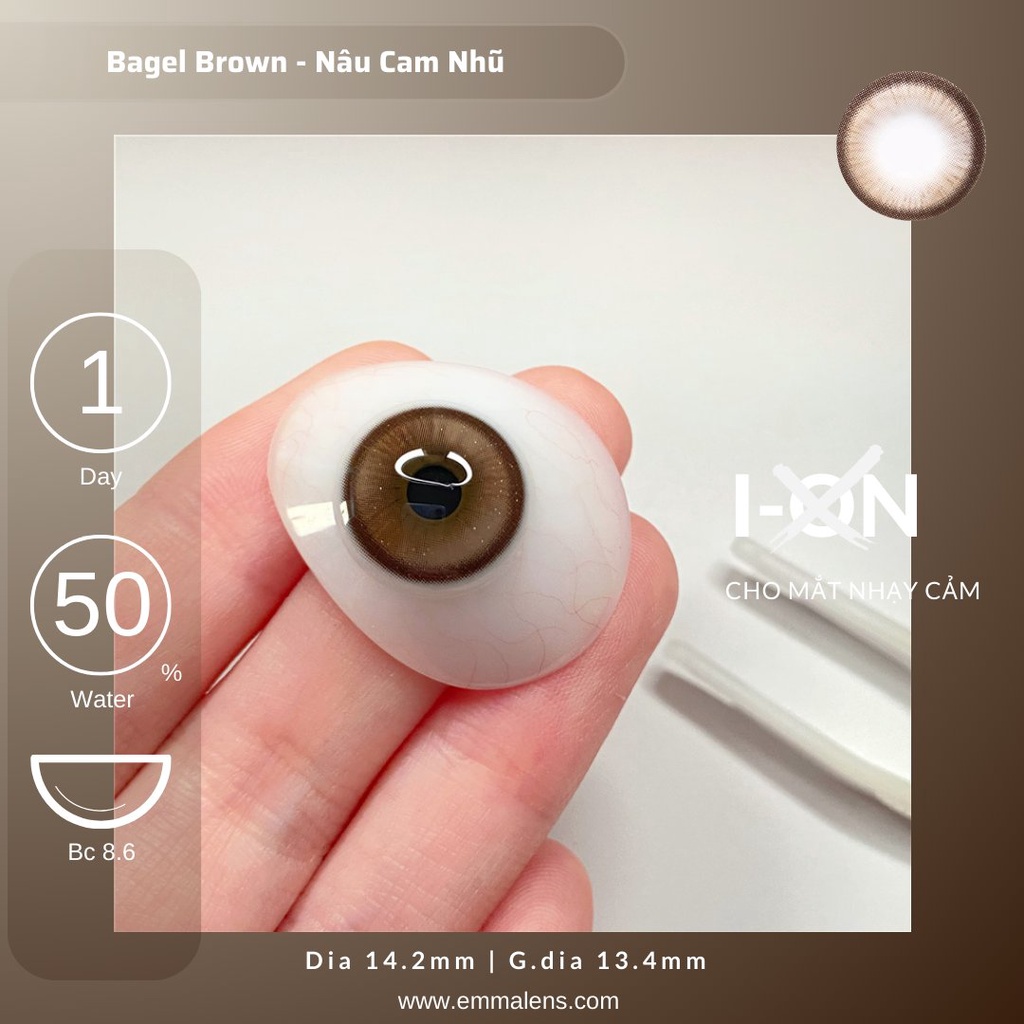 Kính Áp Tròng 1 Ngày Bagel Brown | Lens Nâu Tây Gĩan Nhẹ | Emma Lens