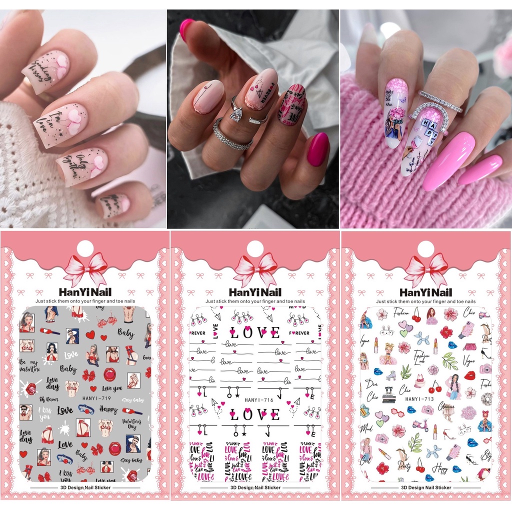 Sticker Dán Móng Họa Tiết Trái Tim Dễ Thương # 711-720 | Shopee Việt Nam