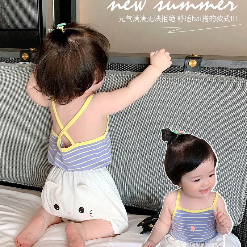 Bé Gái Sling Bên Trong Mặc Trẻ Em Hoạt Hình Top Ice Silk Base Mùa Hè Áo Vest Nhỏ Phong Cách Mỏng Bên Ngoài Mặc Áo Thun DXJE