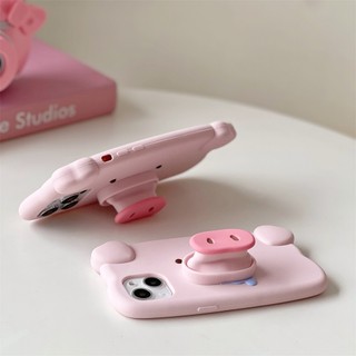 Ôp Điện Thoại Silicon Dẻo Hình Heo Hồng 3d Kèm Giá Đỡ Cho iphone 14 15 pro max 15 14 13 12 pro max 11 pro 14 plus xs max xr Ốp