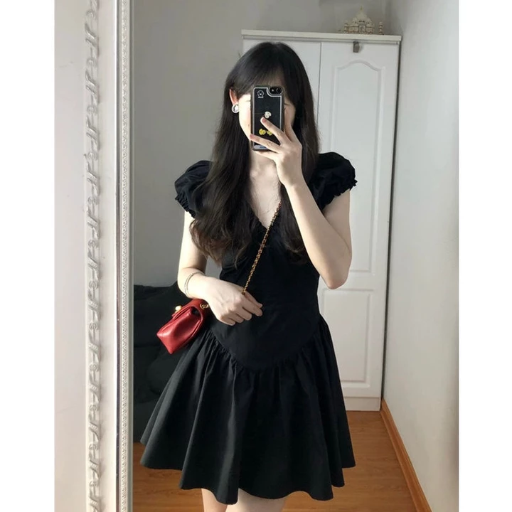 Cheesebunny váy babydoll đầm babydoll Đầm Xoè Cổ V Nhẹ Nhàng Siêu Dễ Thương