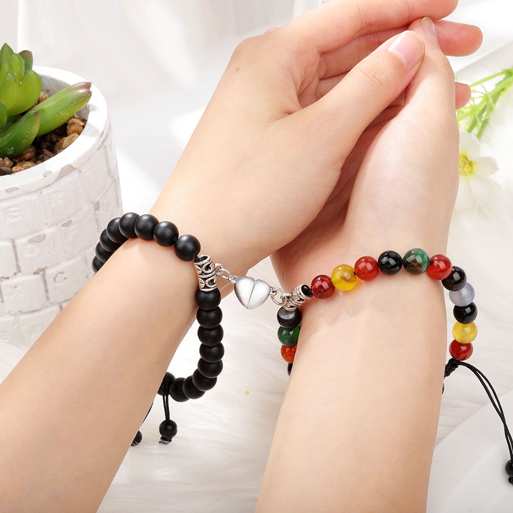 Vòng Tay Chuỗi Hạt Đá Mã Não Có Từ Tính Thời Trang Cho Cặp Đôi