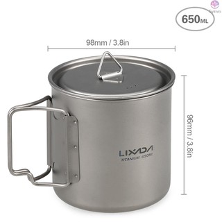 Bộ Dụng Cụ Nấu Ăn Lixada 300ml / 350ml / 420ml / 550ml / 650ml / 750ml Bằng Titan Siêu Nhẹ
