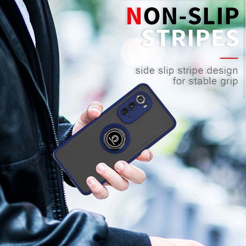 Dành Cho Motorola Edge + 2022 2023 2021 Vỏ Mờ Mờ Có Giá Đỡ Vòng Xoay Ốp Lưng TPU Chống Sốc