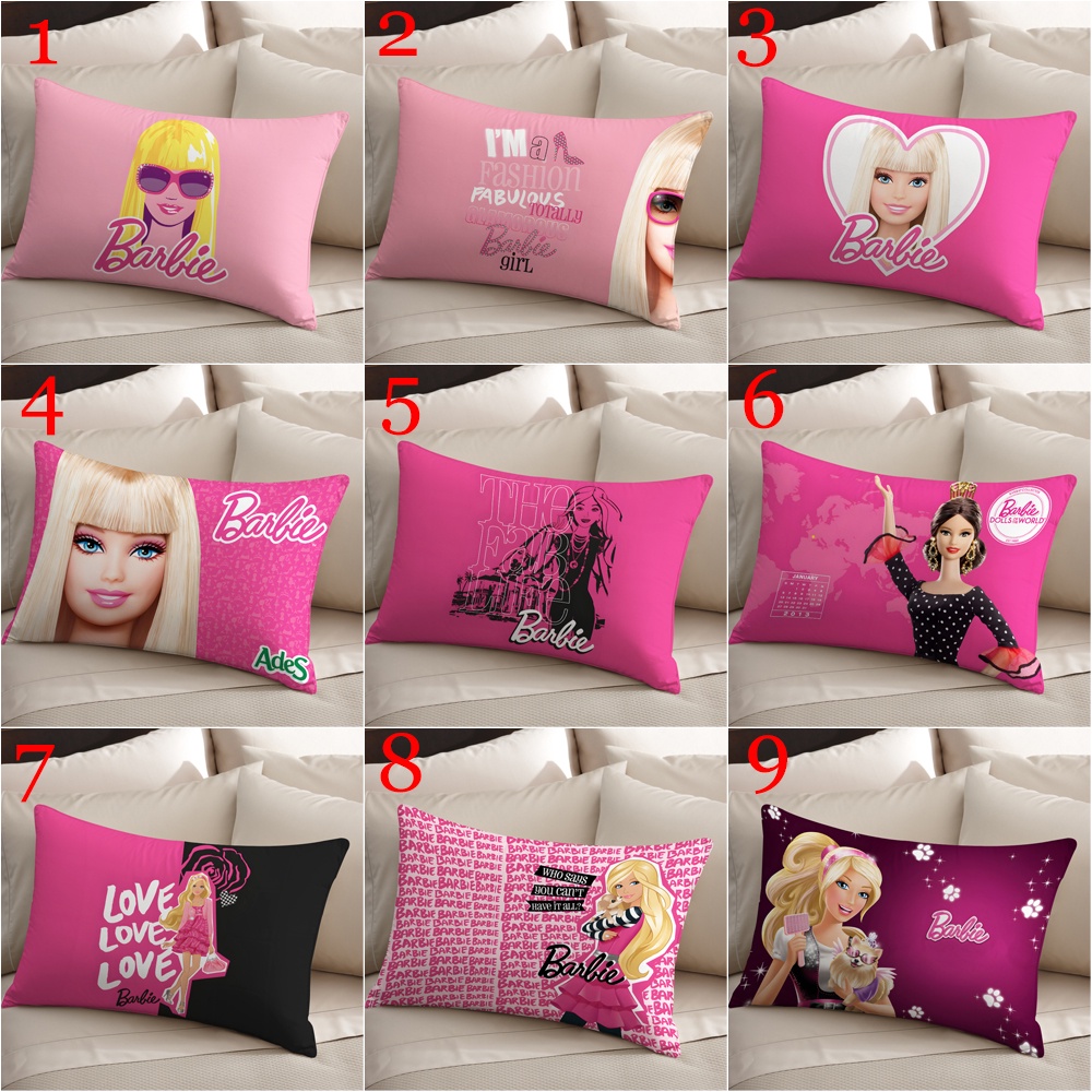 Vỏ Gối Chữ Nhật Polyester Một Mặt In Chữ Barbie Màu Hồng Thích Hợp Làm Quà Tặng Cho Bạn Gái (Không Có Lõi)