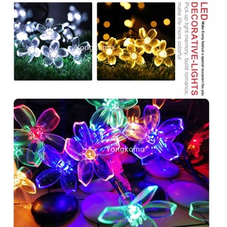 12m Vòng Hoa Năng Lượng Mặt Trời Ánh Sáng Hoa Đào Dây LED Đèn Cổ Tích Sân Vườn Tiệc Cưới Trang Trí Giáng Sinh Cho Đèn Ngoài Trời