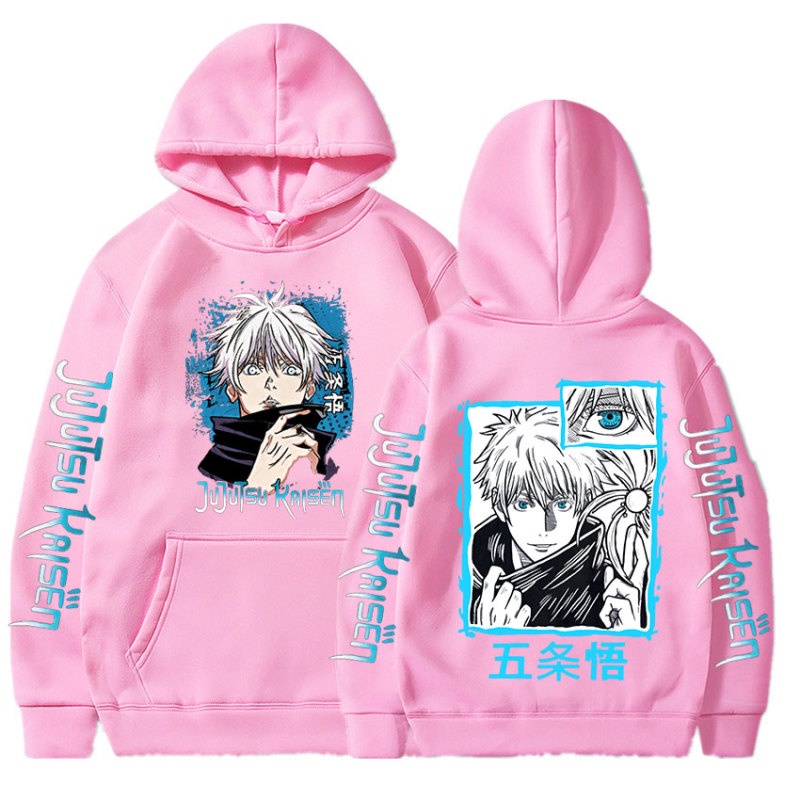 2023 new anime jujutsu kaisen satoru gojo hoodie quá khổ thu đông áo nam nữ áo chui đầu dài tay