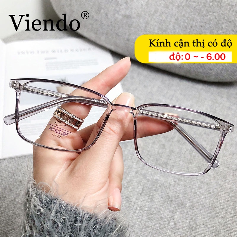 Mắt Kính Giả Cận Nam Nữ VIENDO Gọng Vuông Đổi Màu Khi Ra Nắng Chống Ánh Sáng Xanh Tia UV Thời Trang -1.0/-2.0/-3.0/-4.0/-5.0/-6.0 (Cắt Cận Thị Loạn Thị Tròng Kính)