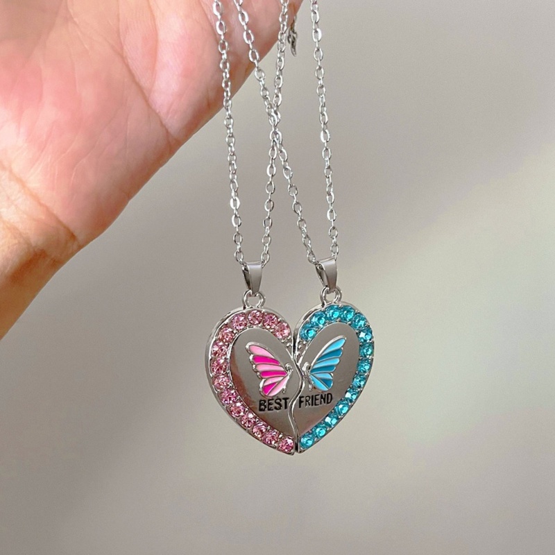 DASBSUG 1 Cặp Vòng Cổ Tình Bạn Bộ Từ Tính Bướm Quyến Rũ Móc Cổ Trái Tim Mặt Dây Chuyền Xương Đòn Dây Chuyền Cho Tốt Nhất Friendship