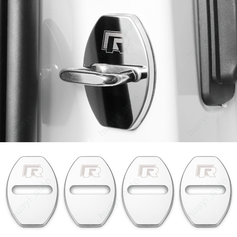 VOLKSWAGEN Set 4 Ốp Bảo Vệ Khóa Cửa Xe Hơi Bằng Thép Không Gỉ Cho Gol T-Ccross Nivus Saveiro Taos Polo Amarok Virus Tiguan Passat Arteon Golf Vento