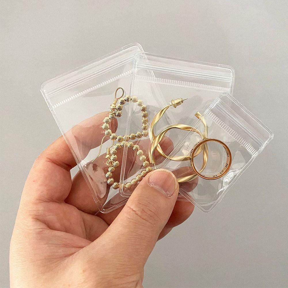 ESSENCEH 100 Chiếc Túi Khóa Zip Trong Suốt Quà Tặng Bao Bì Túi Bảo Quản Sử Dụng Rộng Nhựa PVC