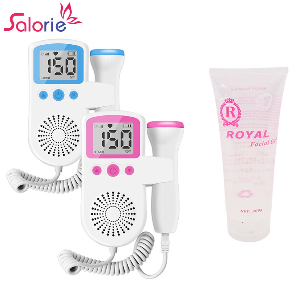 Máy dò tim Doppler tại nhà Salorie Máy dò nhịp tim cho bé Màn hình LCD dành cho phụ nữ mang thai / Gel 300g