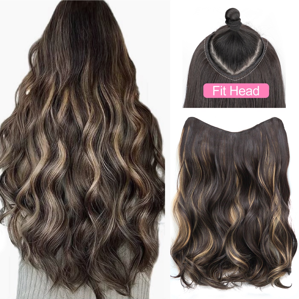 Dây không có kẹp trong phần mở rộng tóc Secret Fish Line Hair Piece Straight Curly Hair Extension cho phụ nữ