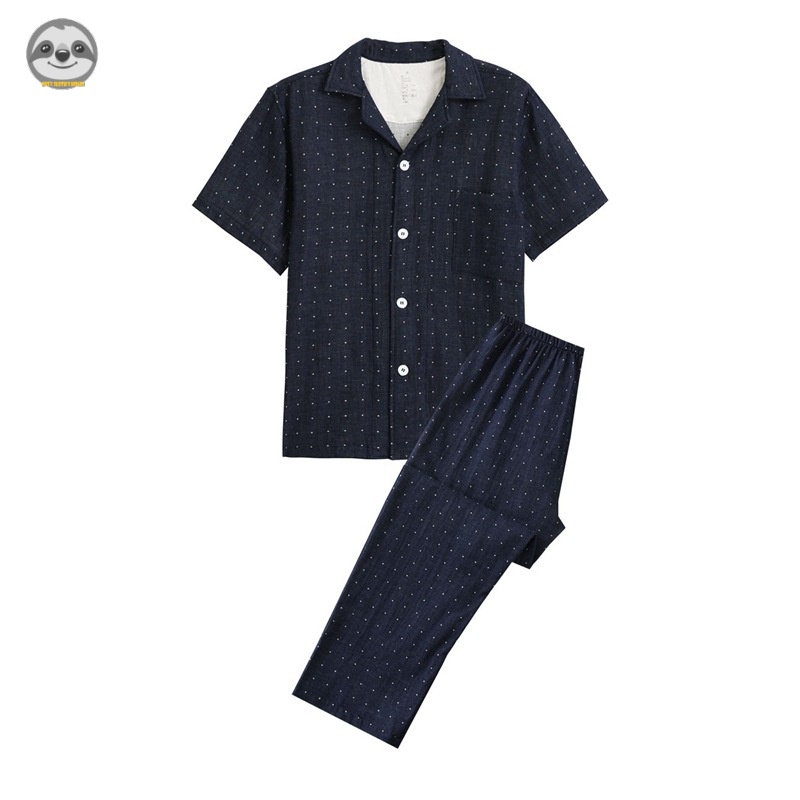 Phong Cách Nhật Bản muji Phong Cách / Áo Ngắn Tay / Quần Dài Hai Lớp Bằng cotton / Đồ Ngủ Dành Cho Cặp Đôi / Giản Dị