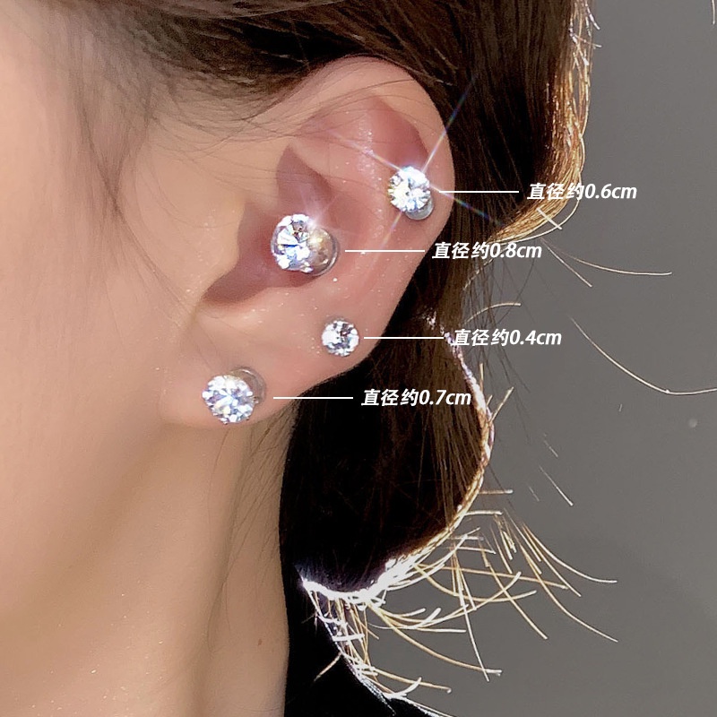 Khuyên Tai Nam Châm Đính Đá Zircon Quyến Rũ Thời Trang Cho Nữ